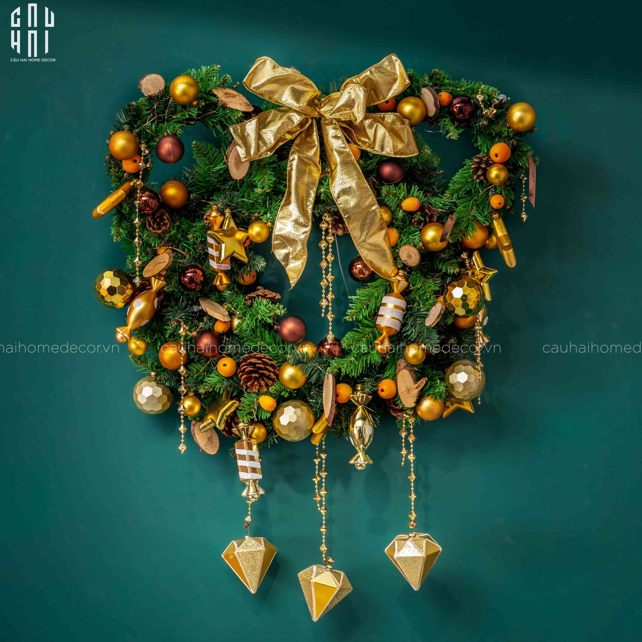 VÒNG GIÁNG SINH - MICKEY CHRISTMAS WREATH 90-CẬU HAI HOME DECOR