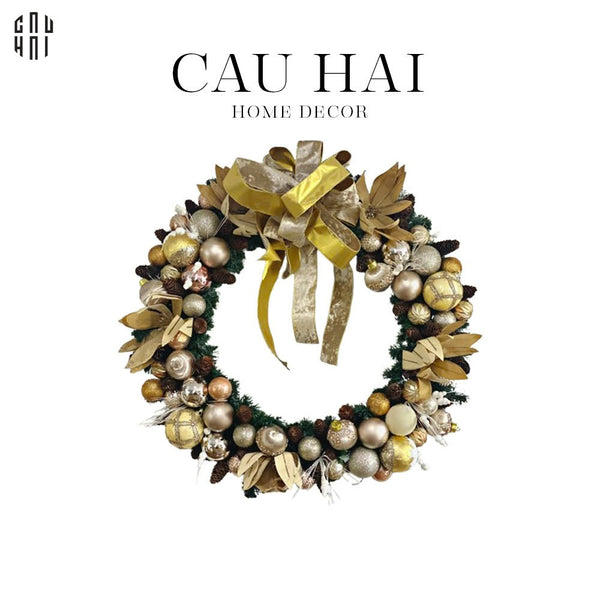VÒNG GIÁNG SINH - SUPER GOLDEN ERA CHRISTMAS WREATH 90CM-CẬU HAI HOME DECOR