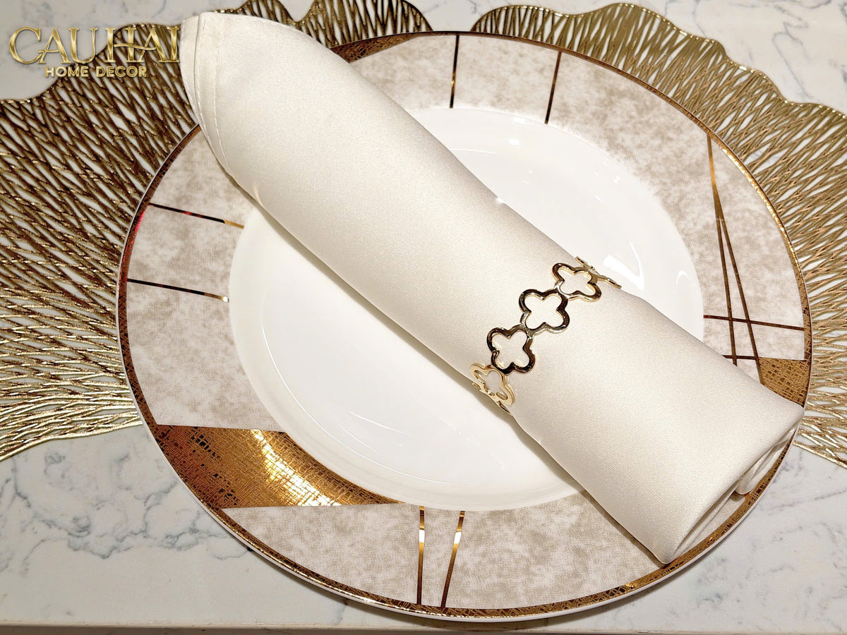 Vòng Khăn Ăn - Napkin Ring Clover Fleur Monogram Quatrefoil-VÒNG KHĂN ĂN-CẬU HAI HOME DECOR