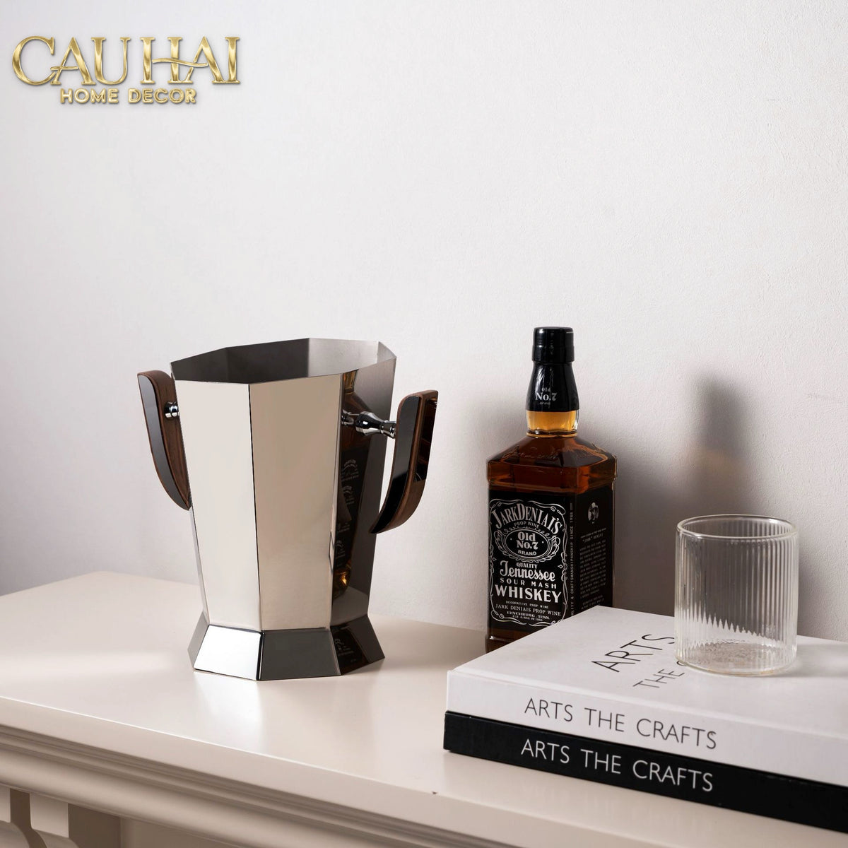 Xô Đá Metal Facet Sterling Walnut-XÔ ĐÁ-CẬU HAI HOME DECOR