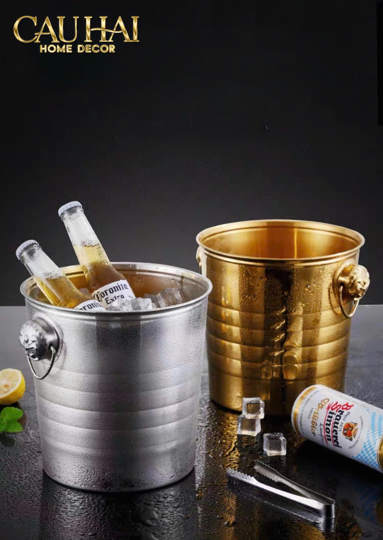 XÔ ĐÁ ROYAL BEAST GILDED ICE BUCKET-2- Cậu Hai Home Decor