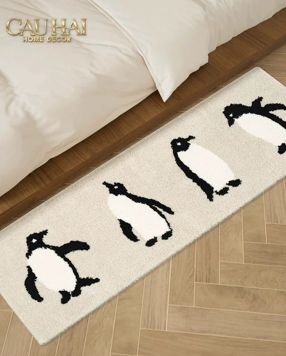 THẢM BED DỆT KIM 80X160 - PENGUIN PARADE-CẬU HAI HOME DECOR