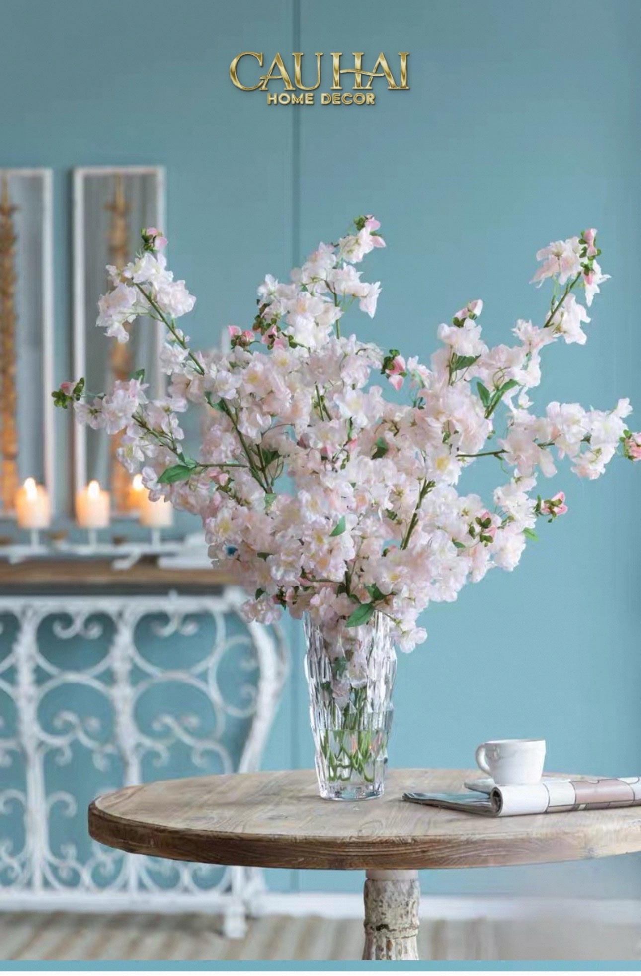 SET OF 2 CHERRY BLOSSOM BRANCHES - WHITE SAKURA