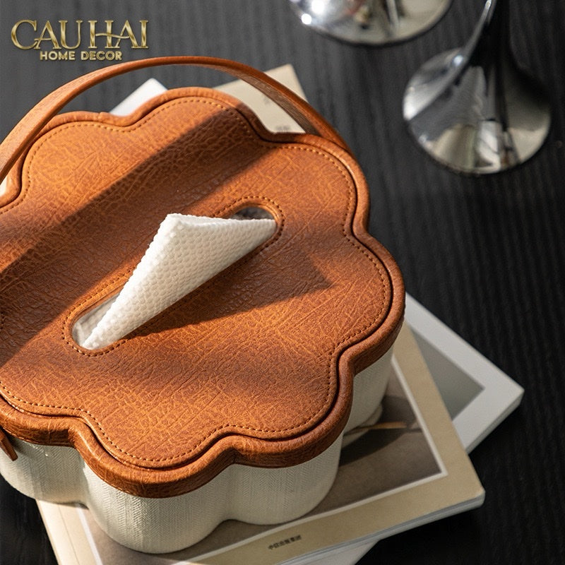 HỘP KHĂN GIẤY HANDY LUX LEATHER HAZEL BLOOM