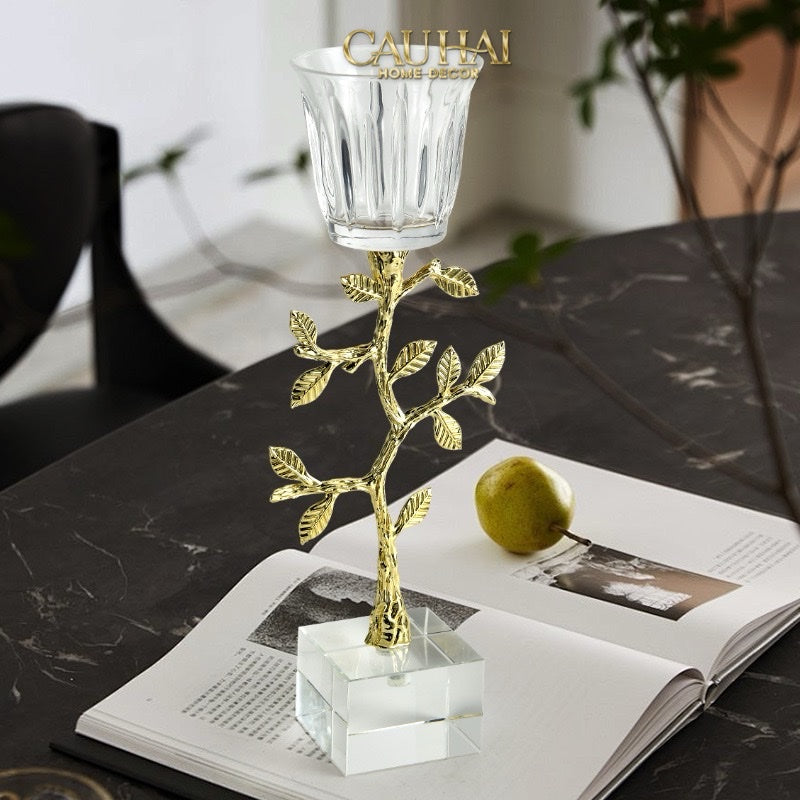 Home Couture - Set 2 Đế Nến Pha Lê Aurum Branche Spéciale Édition H33/40-CẬU HAI HOME DECOR
