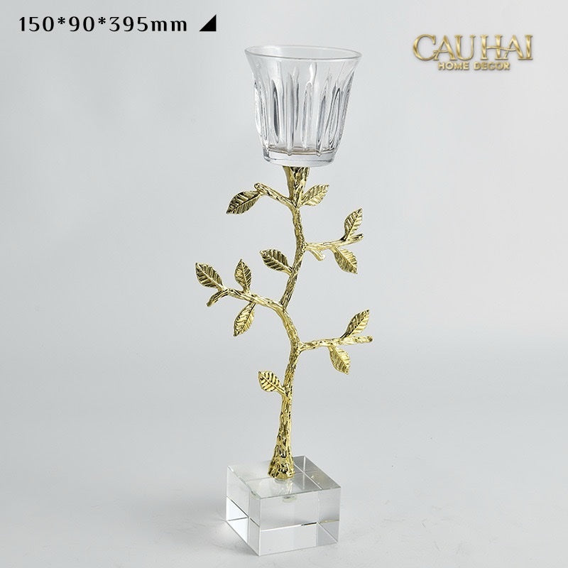 Home Couture - Set 2 Đế Nến Pha Lê Aurum Branche Spéciale Édition H33/40-CẬU HAI HOME DECOR