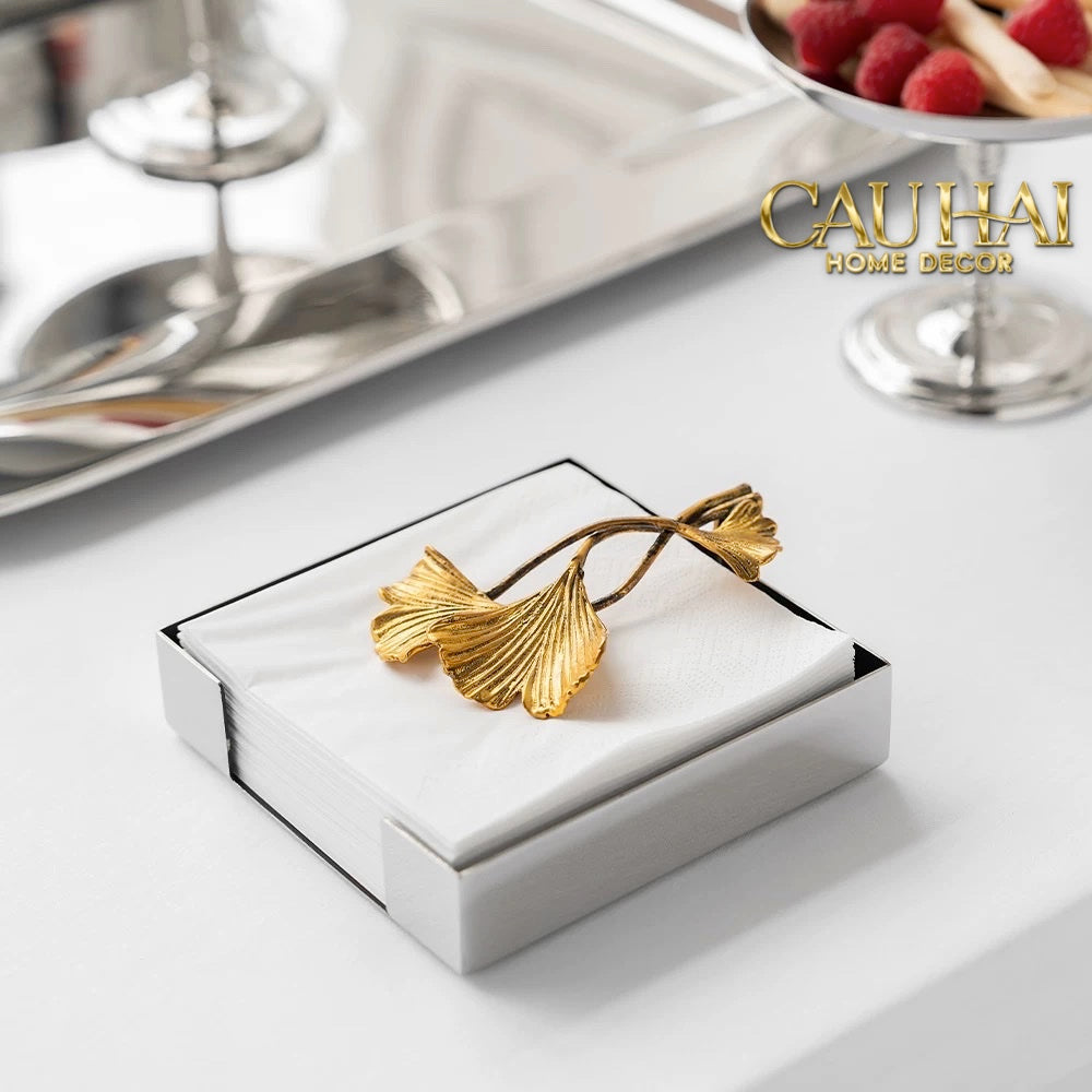 HOME COUTURE - KHAY GIẤY BRASSON MISTLETOE TISSUE TRAY - CẬU HAI HOME DECOR