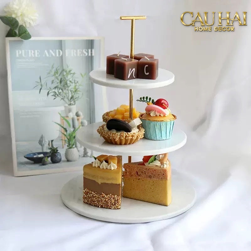 KHAY ĐĨA  3 TẦNG MARBLE -  MANHATTAN URBAN METROPOLIS ÉTAGÈRE