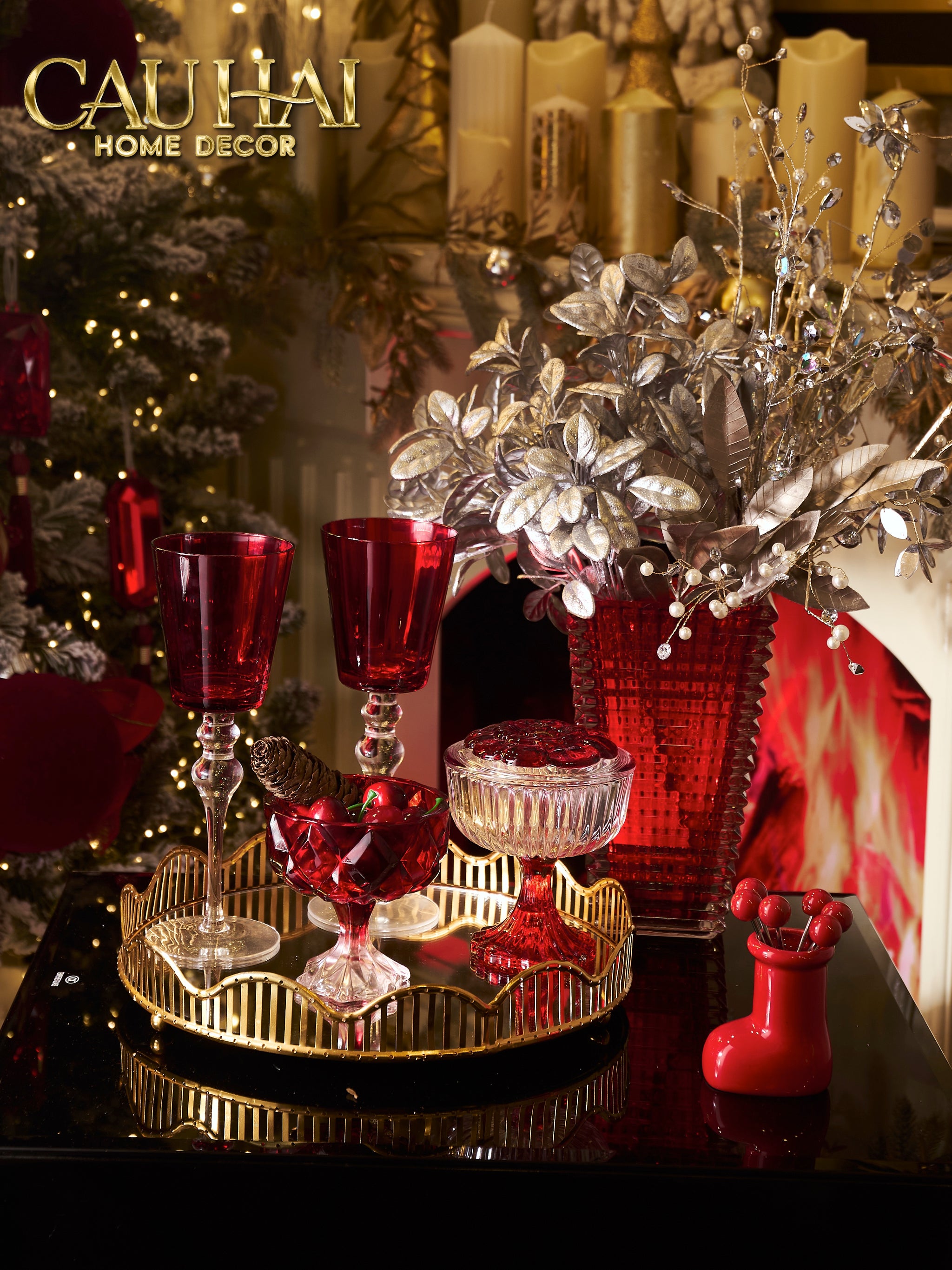 Fêtes Couture - Đĩa Thuỷ Tinh Ruby Icecream Tiny Plateau.-CẬU HAI HOME DECOR