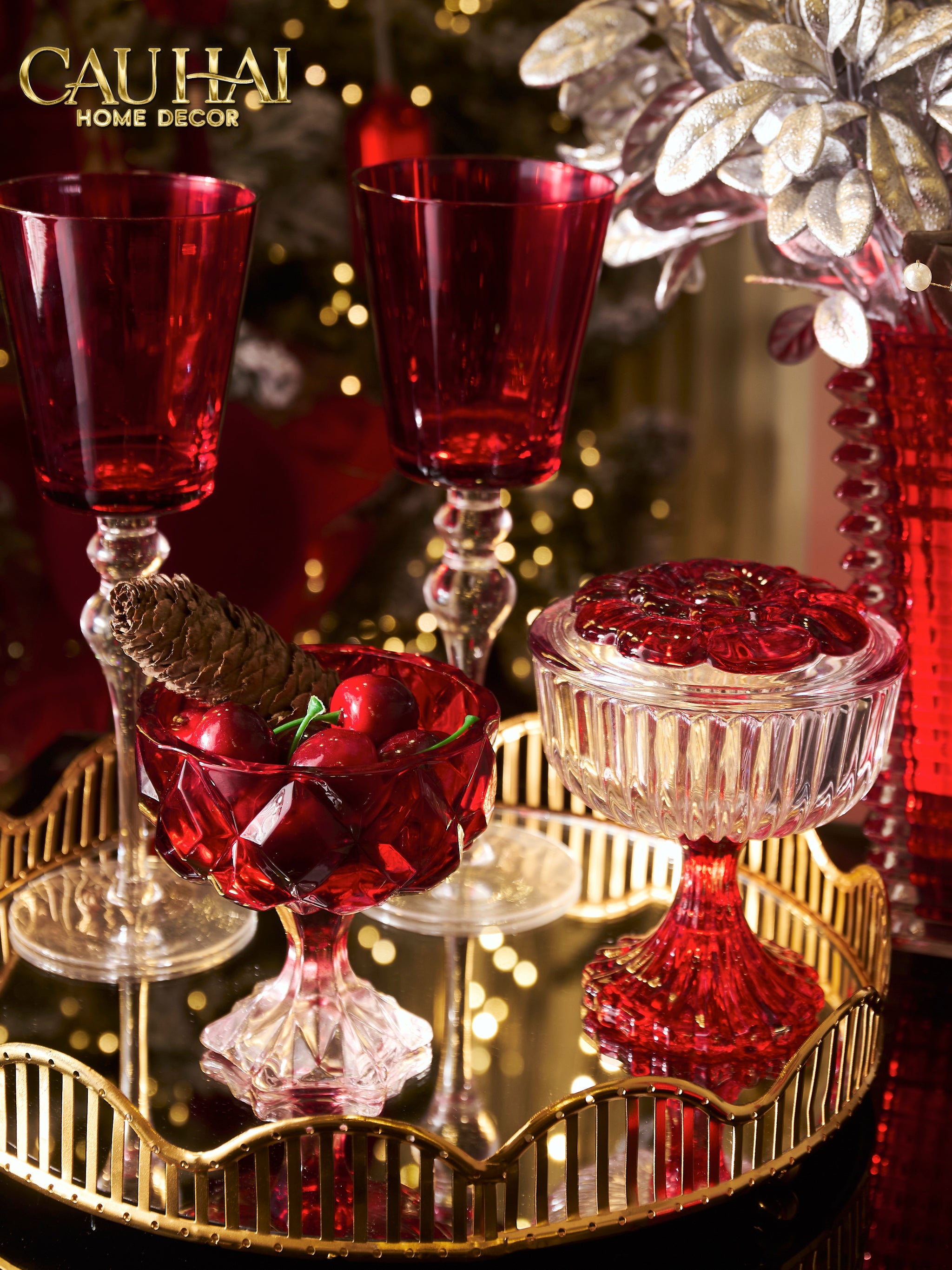 FÊTES COUTURE -  LỌ KẸO THUỶ TINH  RUBY FLORA JELLO BONBONNIÈRE