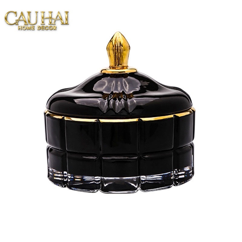 Lọ Crystal Mosaic Aqua/Onyx-CẬU HAI HOME DECOR