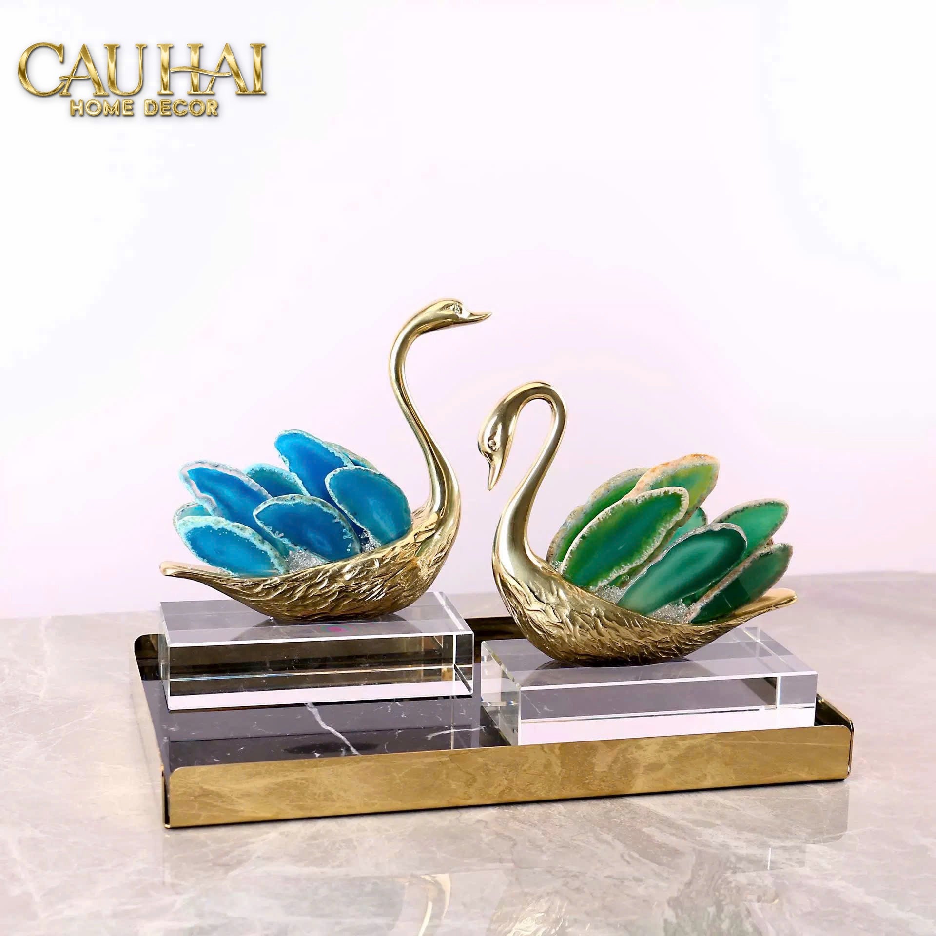 Home Couture - Set 2 Tượng Thiên Nga Brasson Swan Gemstone - Ligne Cygne D’Amour-CẬU HAI HOME DECOR