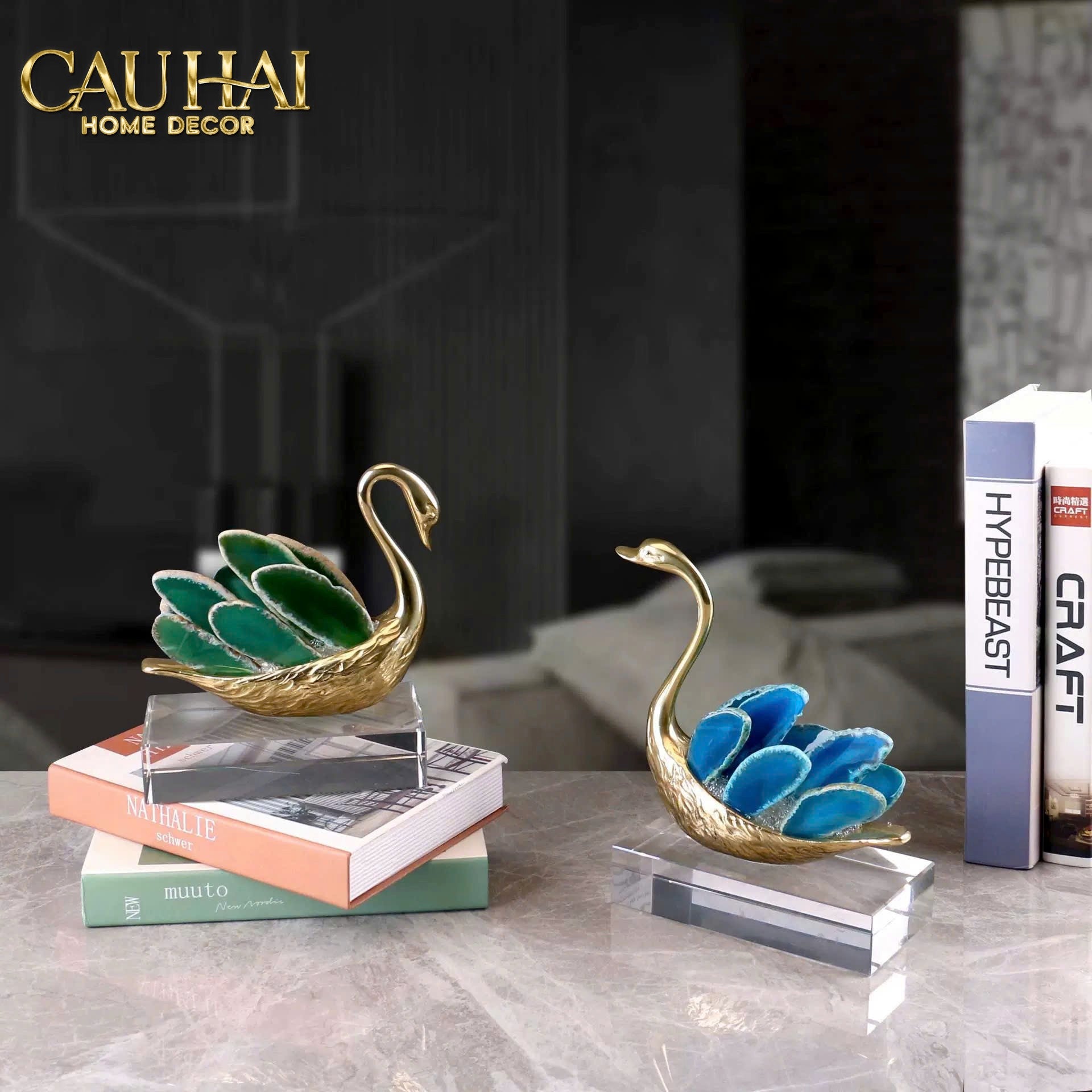 Home Couture - Set 2 Tượng Thiên Nga Brasson Swan Gemstone - Ligne Cygne D’Amour-CẬU HAI HOME DECOR