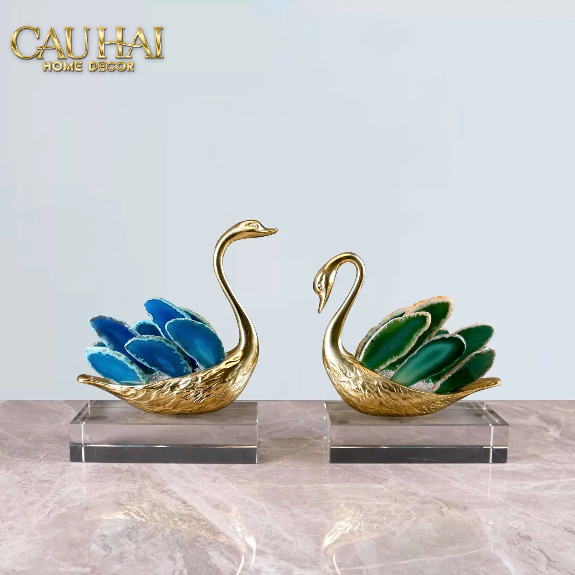 Home Couture - Set 2 Tượng Thiên Nga Brasson Swan Gemstone - Ligne Cygne D’Amour-CẬU HAI HOME DECOR