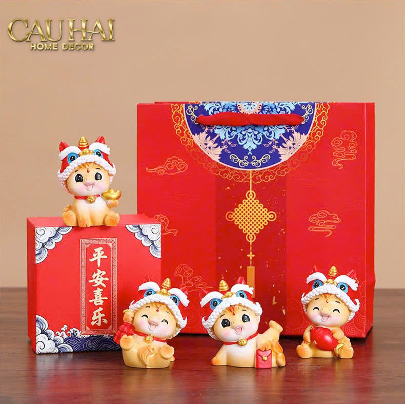 Tết Couture - Set 4 Tượng Lân Mã Tứ Hỷ Emperor Palace Gift Box.