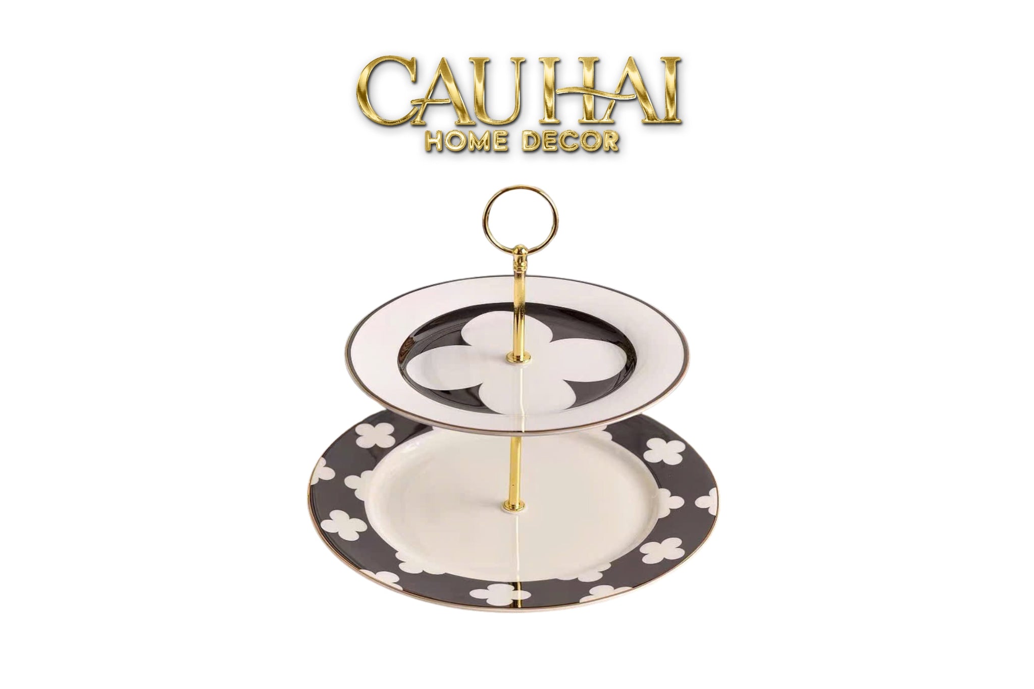 Maison Couture -  Đĩa 2 Tầng  Étagère Clover Signature – L’Atelier Rayé Deux Niveaux